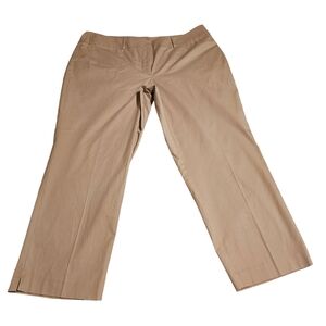 Ann Taylor Factory Chino Flat Front Pants Ankle Cotton Stretch Beige Size 16